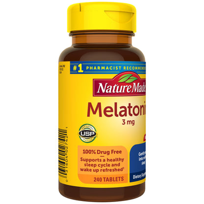 Nature Made melatonin 240 count tablets premium healthcare brand sealed bottle image