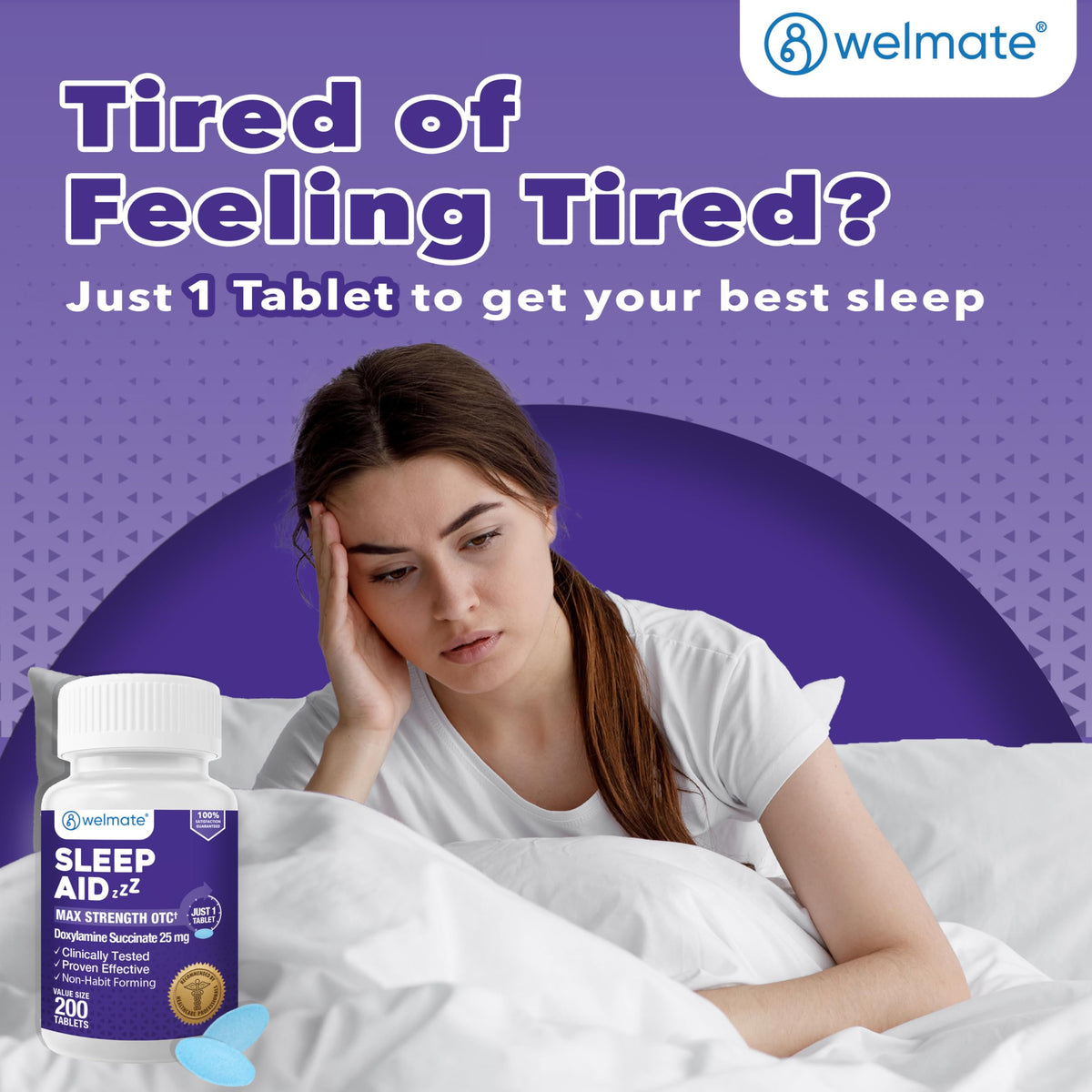Welmate non habit forming nighttime sleep aid supplement facts