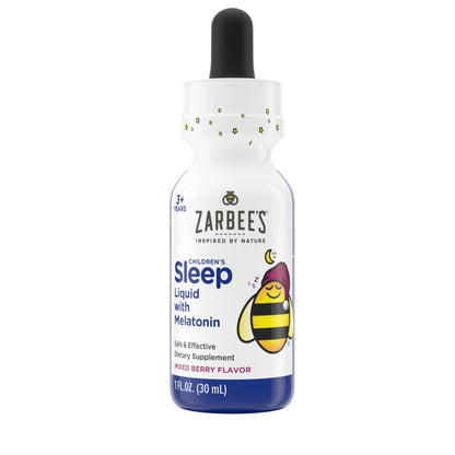 Zarbee's Children's Sleep Liquid packaging showing mixed berry flavor details