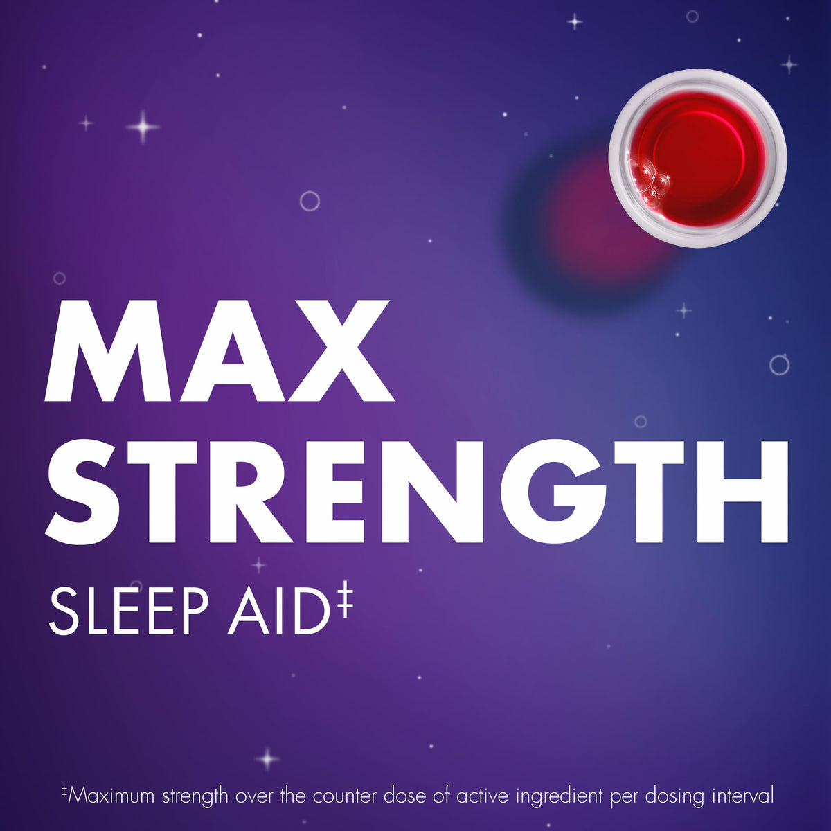 Imported liquid sleep aid bottle displaying active ingredients and diphenhydramine strength.