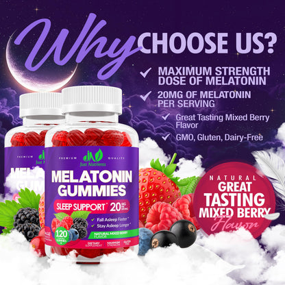 Just Nutrients maximum strength 120 vegetarian sleep gummies packaging details