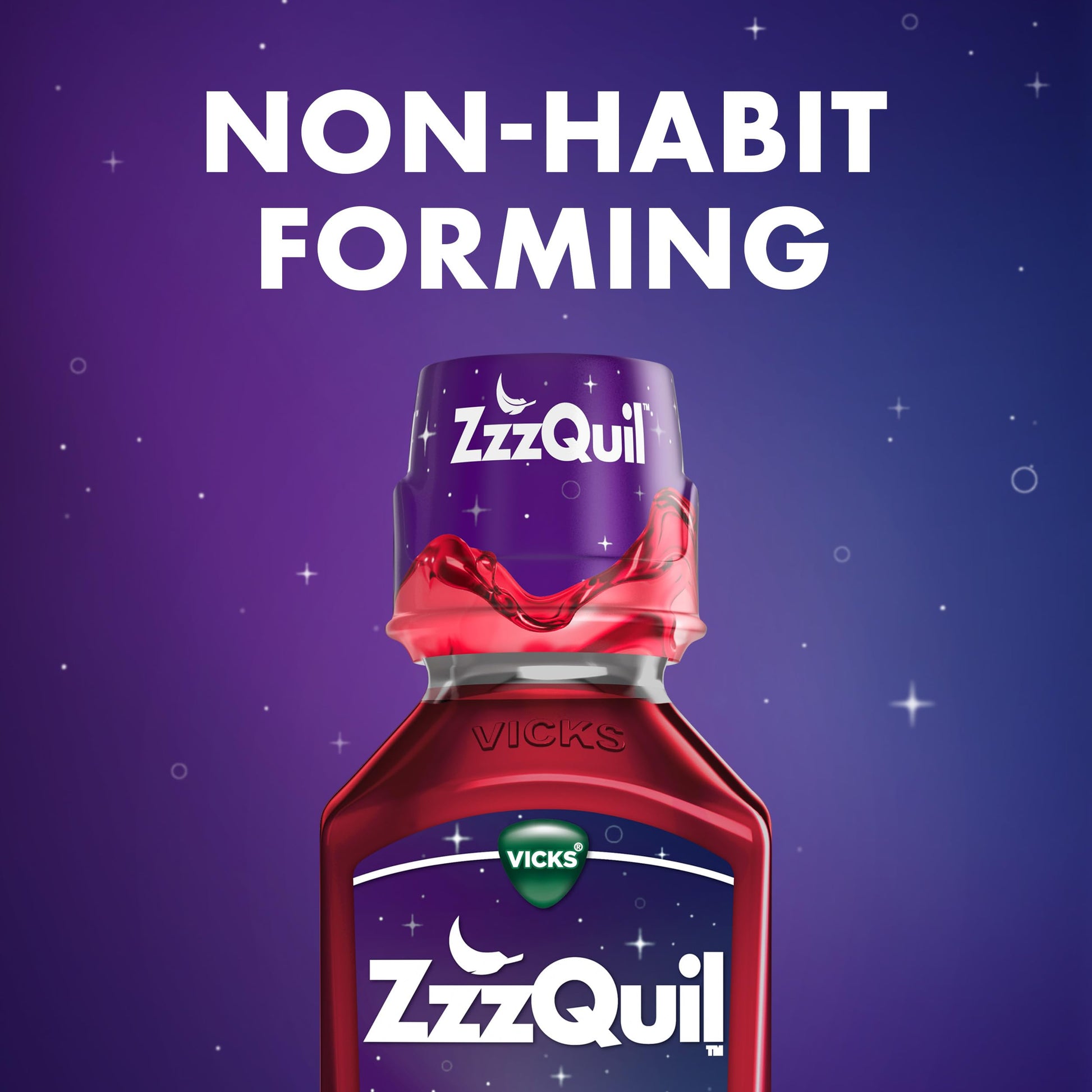Twelve fluid ounce bottle of premium calming vanilla cherry sleep formula.
