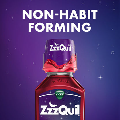 Twelve fluid ounce bottle of premium calming vanilla cherry sleep formula.