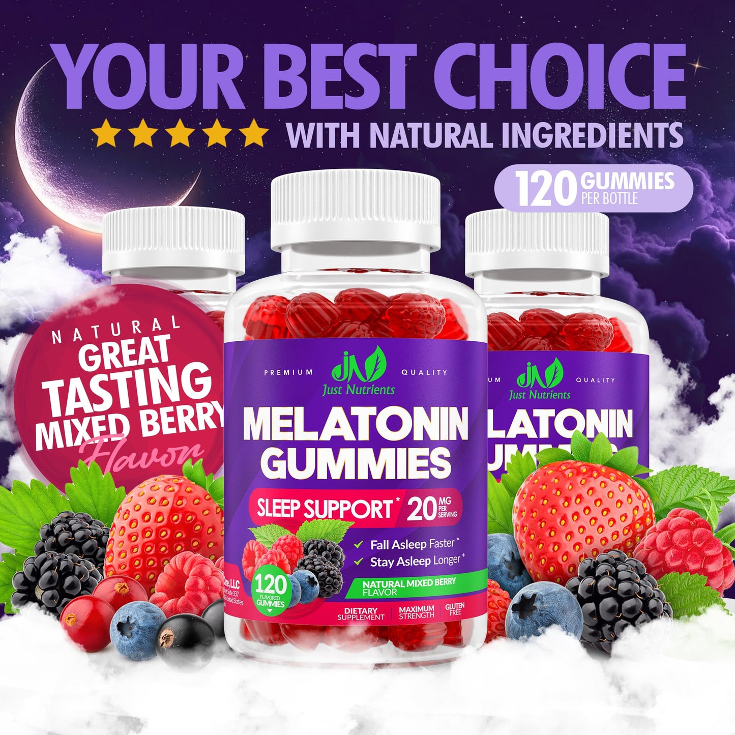 Authentic USA imported Just Nutrients sleep aid gummies for adults