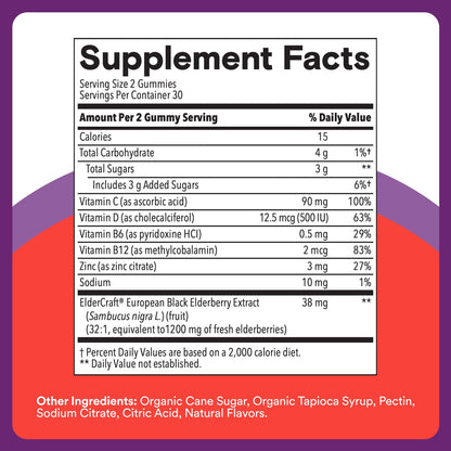 SmartyPants child immune booster gummies with black elderberry extract and zinc chewables