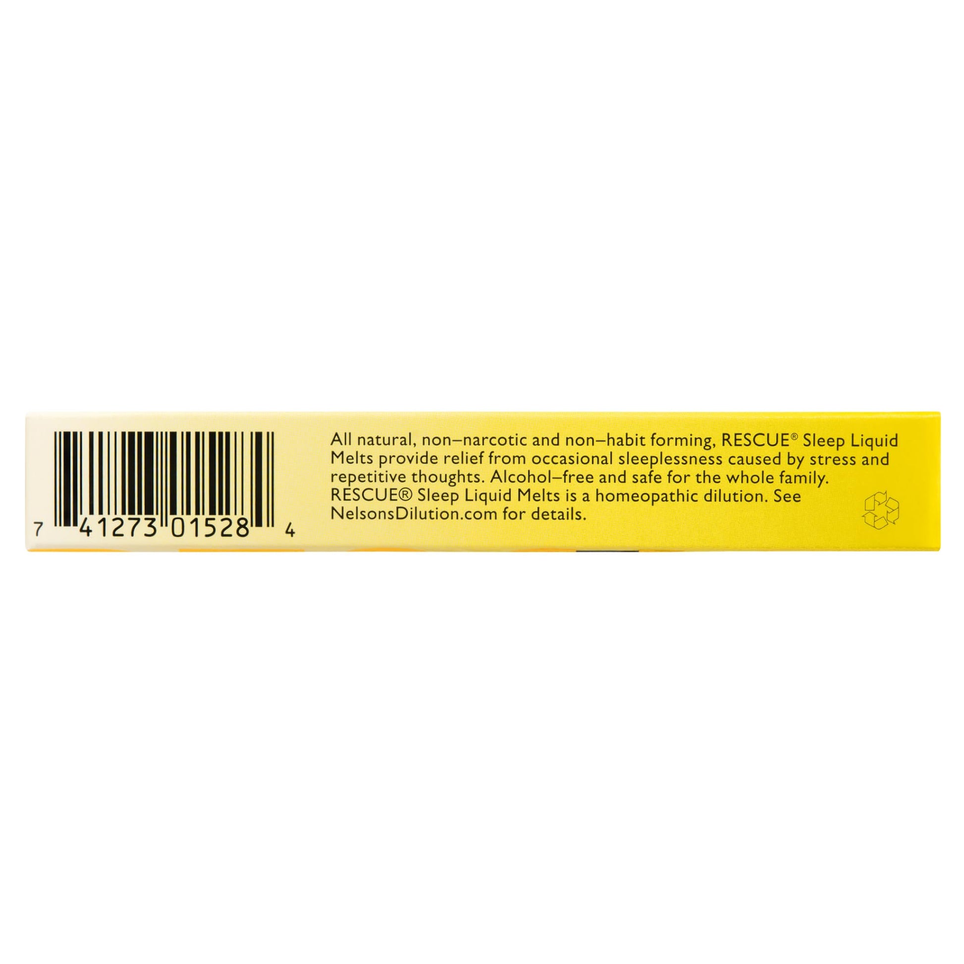 RESCUE Sleep melatonin free capsule packaging highlighting orange vanilla flavor