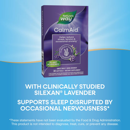 Nature's Way CalmAid supplement facts and clean gluten free formula label
