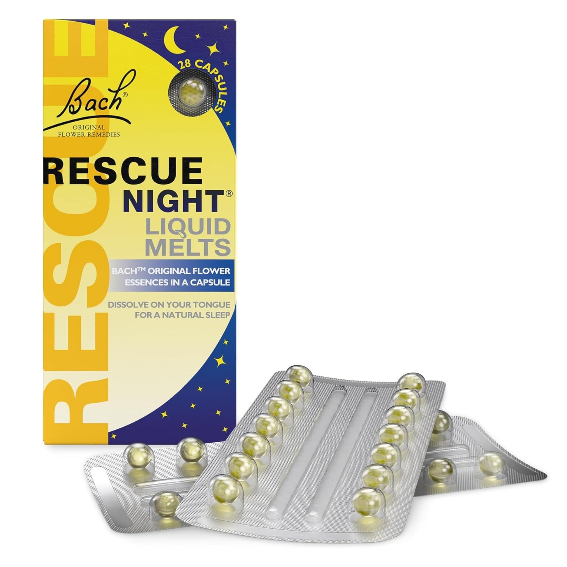 Authentic USA imported Bach Rescue sleep helper product layout on desk