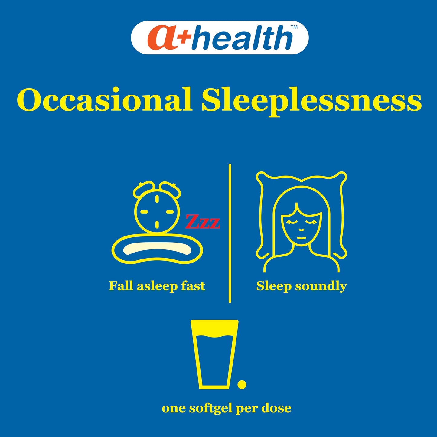 A plus Health maximum strength sleeping pills label detailing active ingredient diphenhydramine 50mg