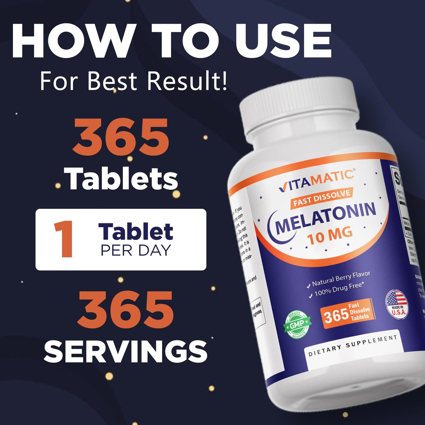 Vitamatic dietary supplement bottle showing ingredients list
