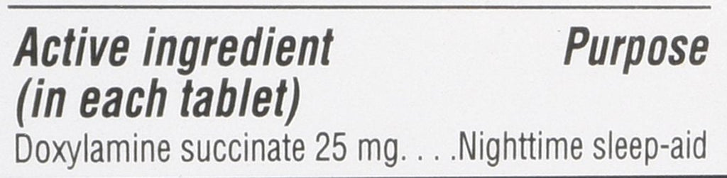 Kirkland Signature non-habit forming nighttime sleep aid bottle label with ingredients list.