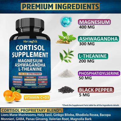 StrongVit adrenal health capsules with magnesium and ashwagandha.