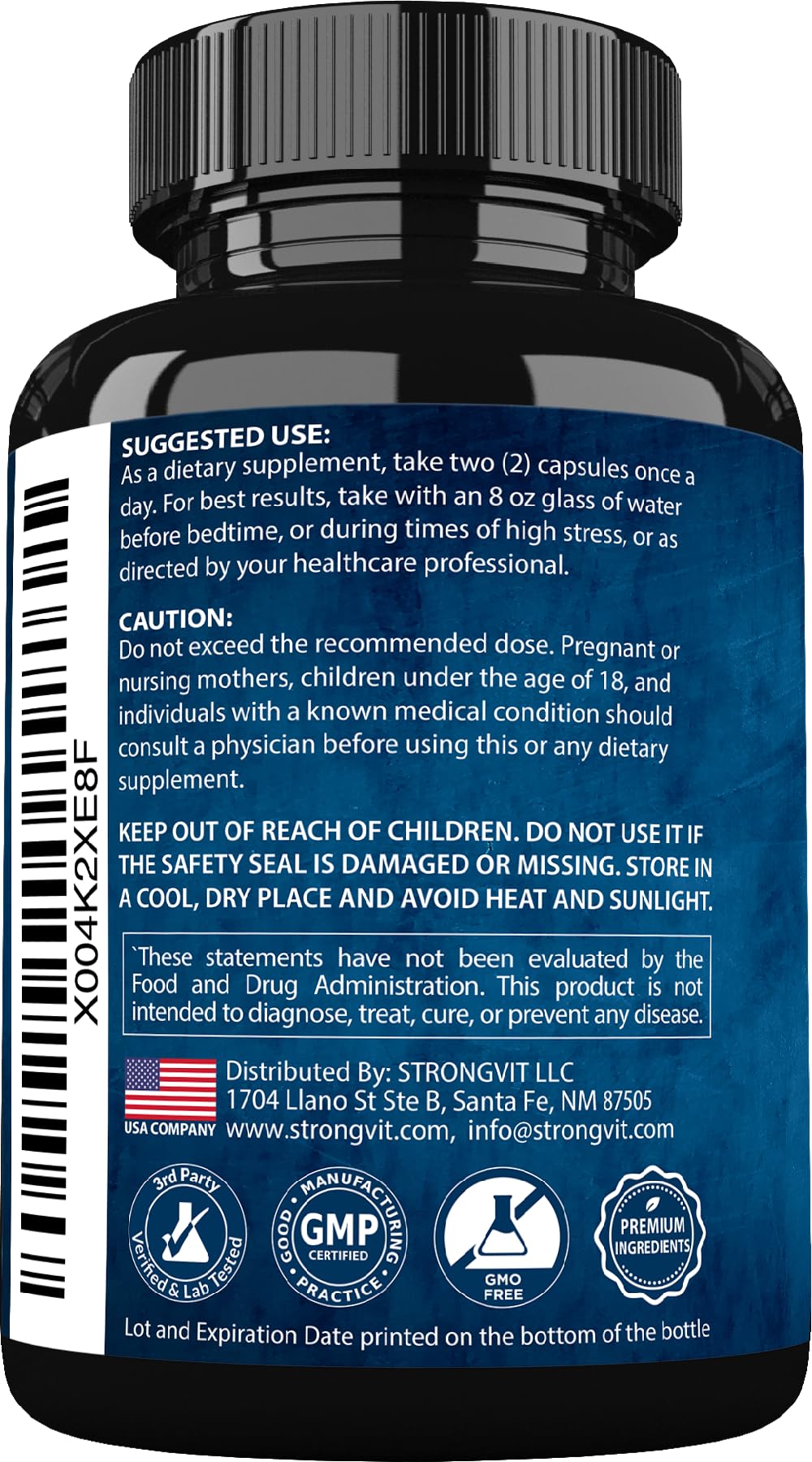 StrongVit high cortisol detox vegan capsules packaging close up.