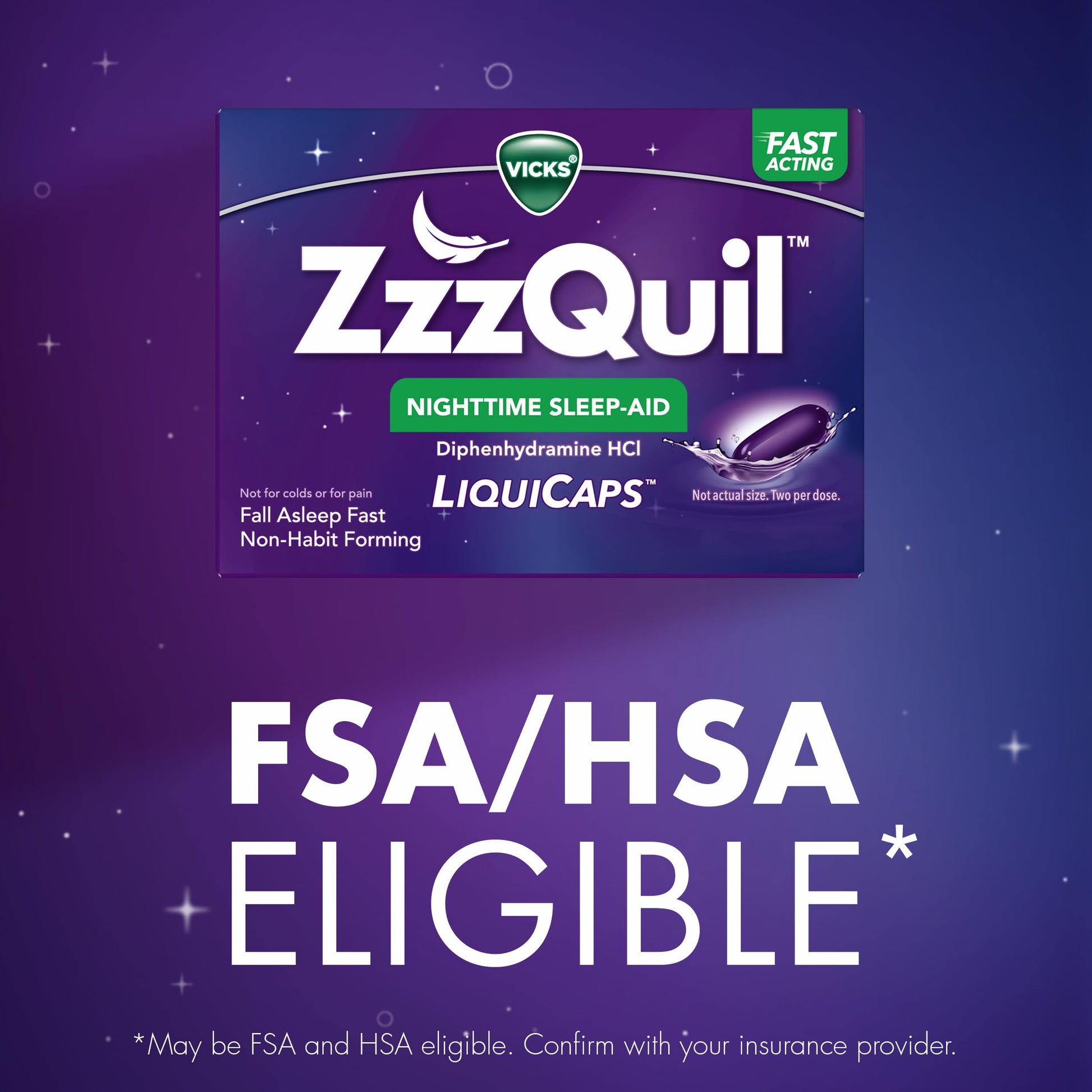 ZzzQuil 72 liquid capsule count product seal validation and manufacturer information details