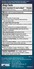 Authentic USA imported Unisom sleep medicine bottle displaying full dosage directions.