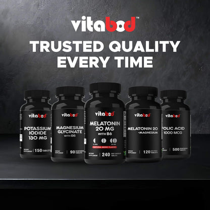 Authentic USA imported Vitabod Melatonin fast dissolve tablets nutritional information panel.