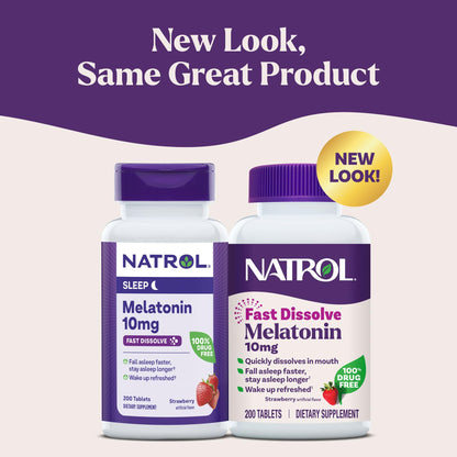 Natrol 10mg strawberry quick melt sleep aid supplement bottle display