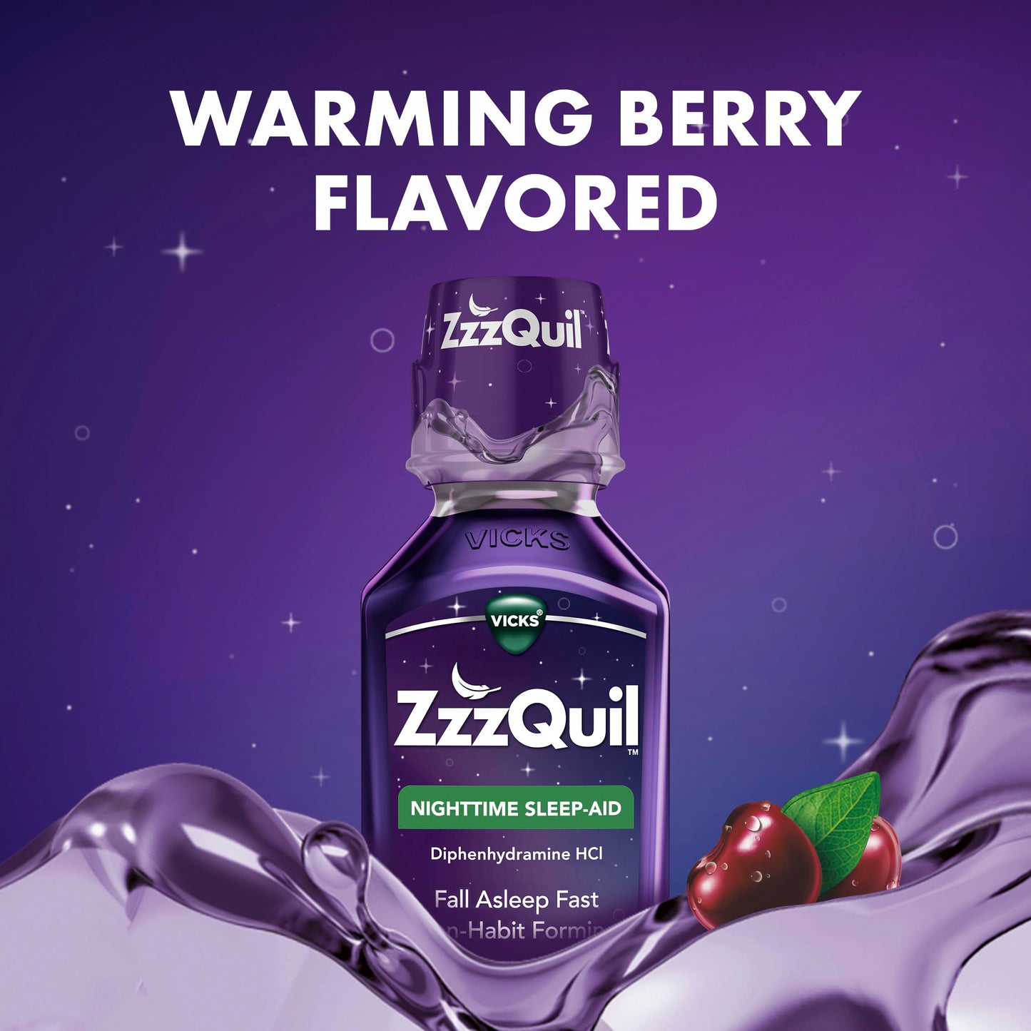 Vicks ZzzQuil sleep support liquid warning and ingredients panel detail