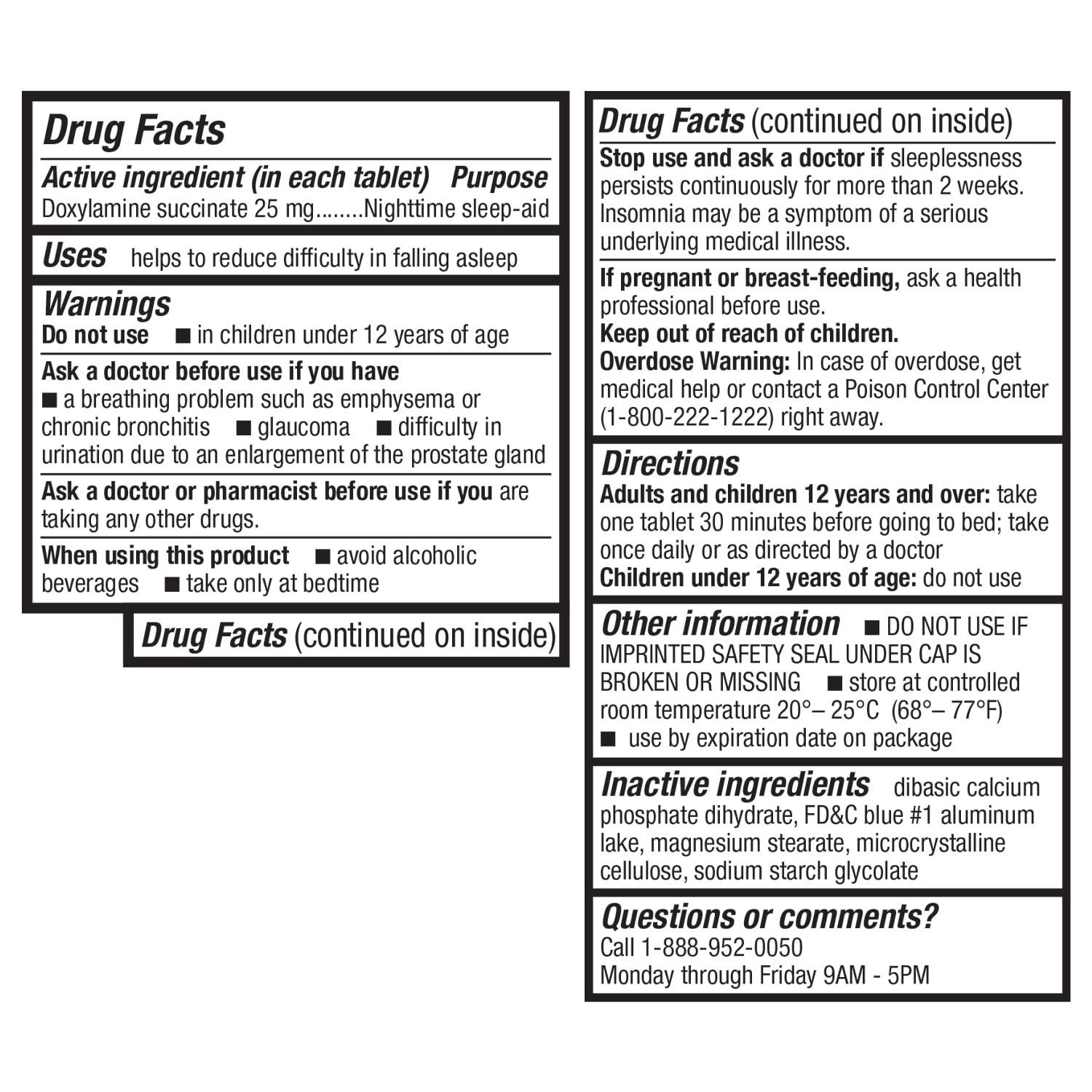 HealthA2Z sleep aid 120 count container showcasing usage warnings and directions