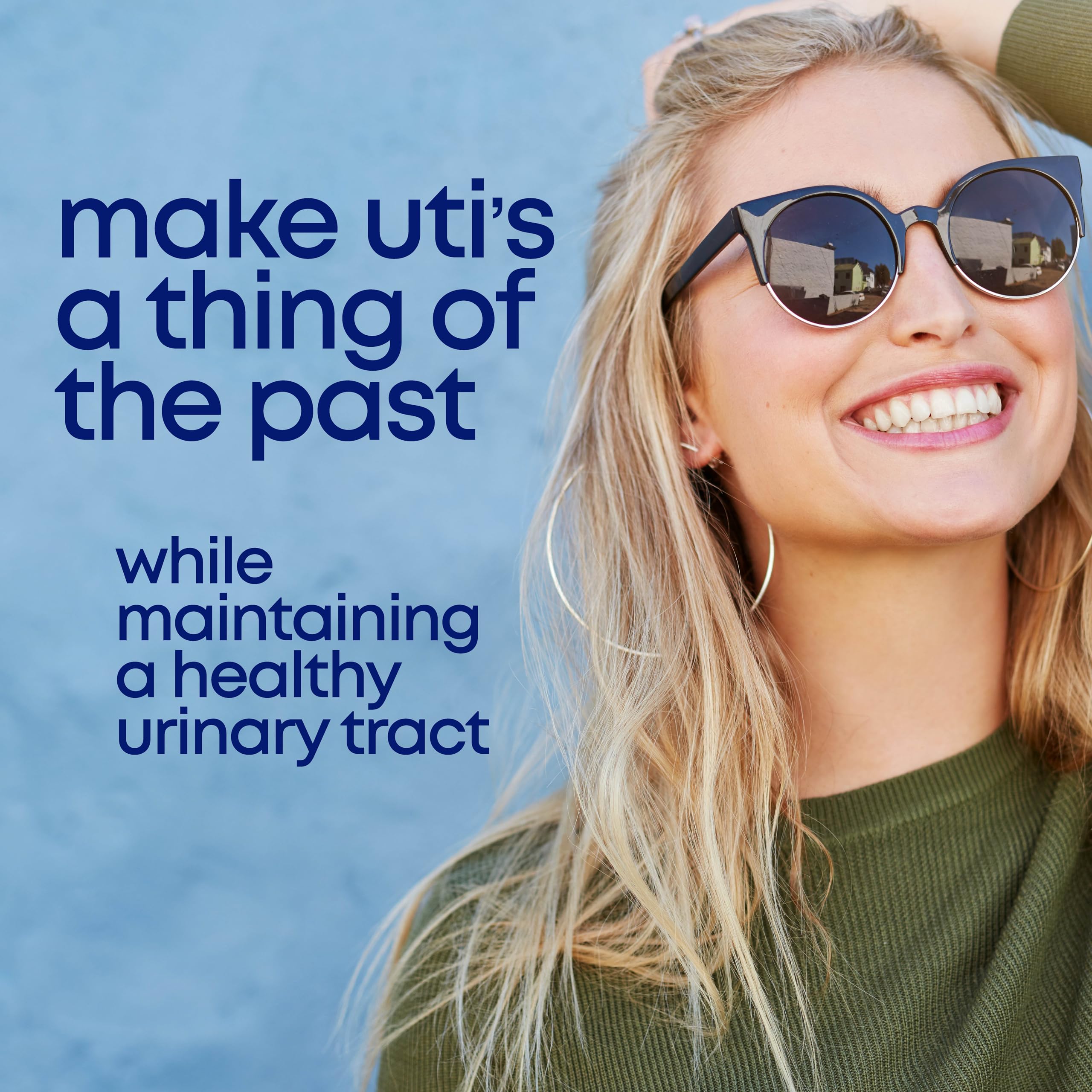 Side view of Her Own UTI supplement bottle listing the 7 strain probiotic blend details.