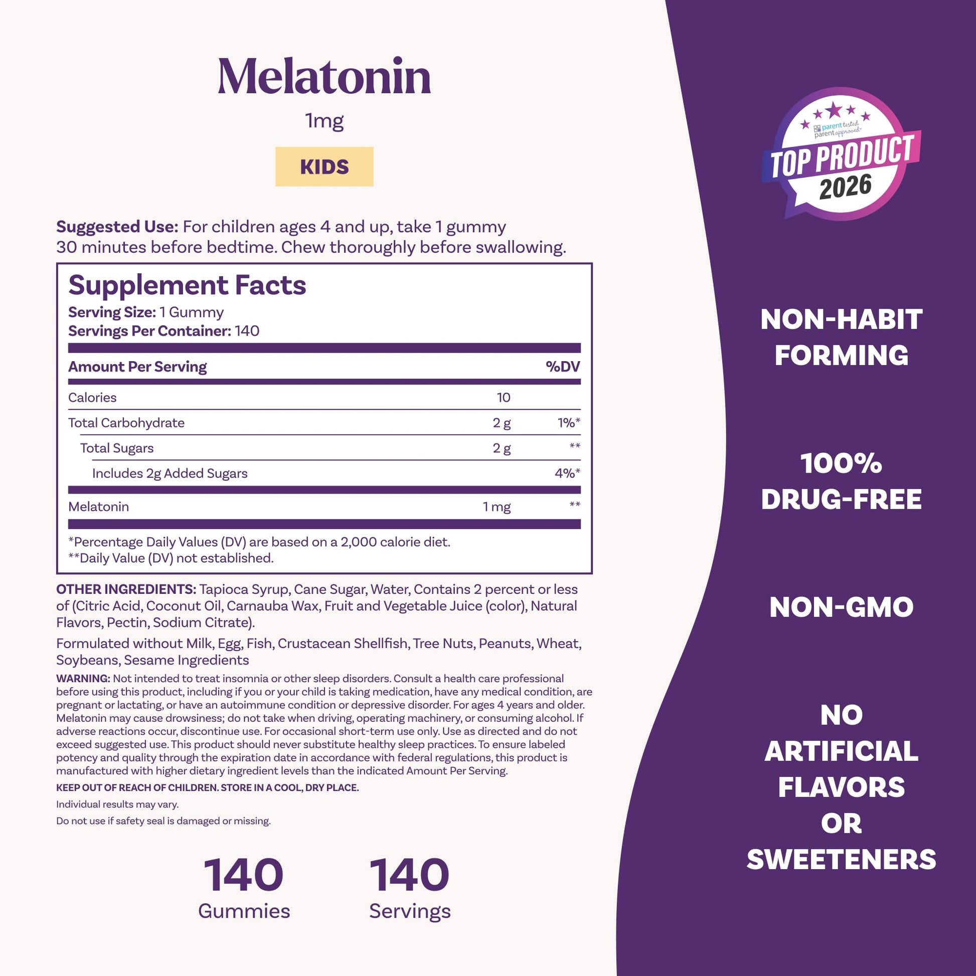 Authentic Natrol kids non GMO vegetarian sleep supplement bottle text