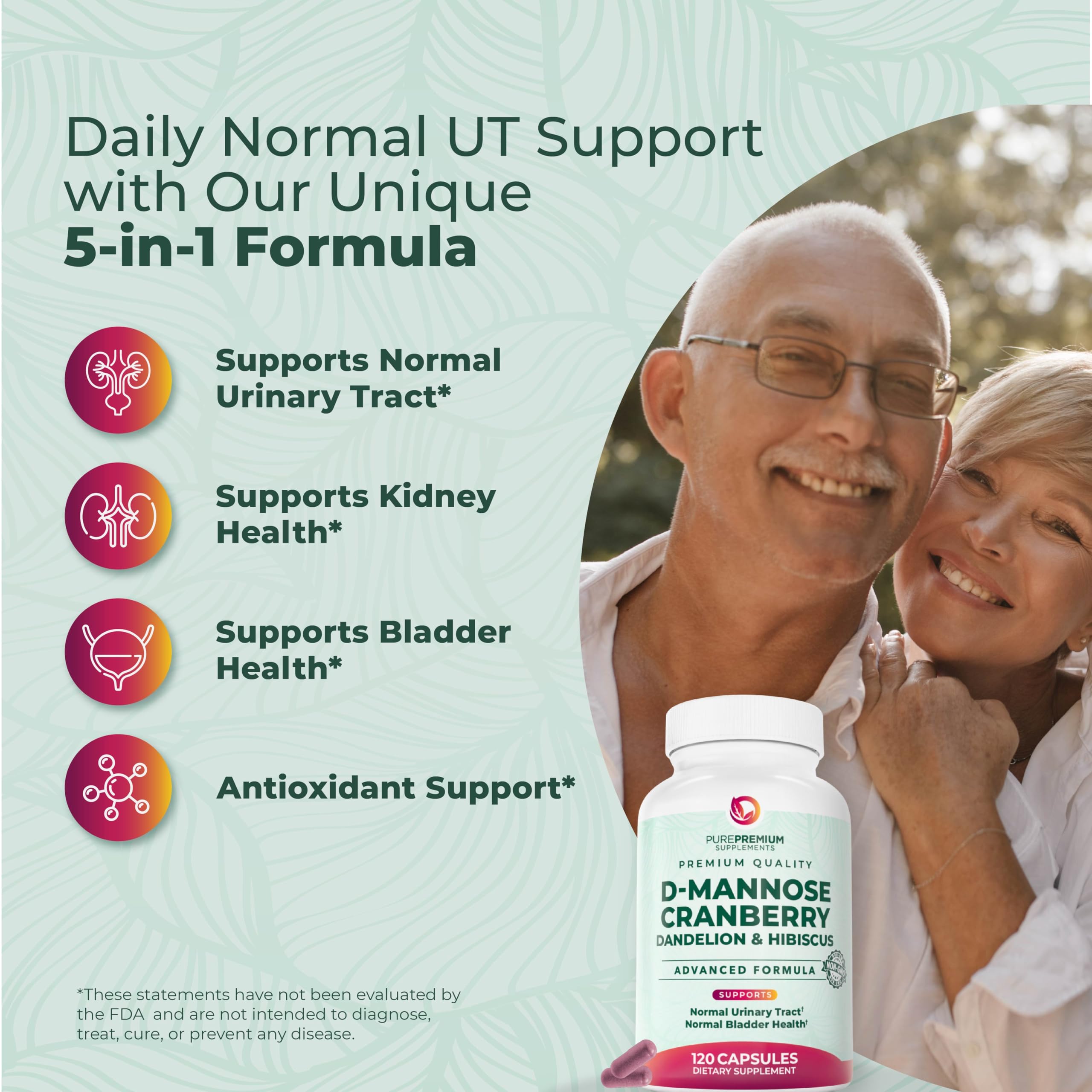 PurePremium D-Mannose 1000mg supplement facts label