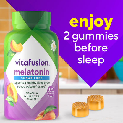 Authentic Vitafusion melatonin 3 milligram serving size label info