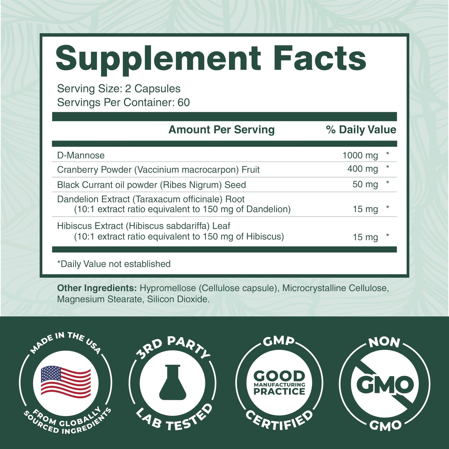 Authentic USA imported D-Mannose supplement bottle
