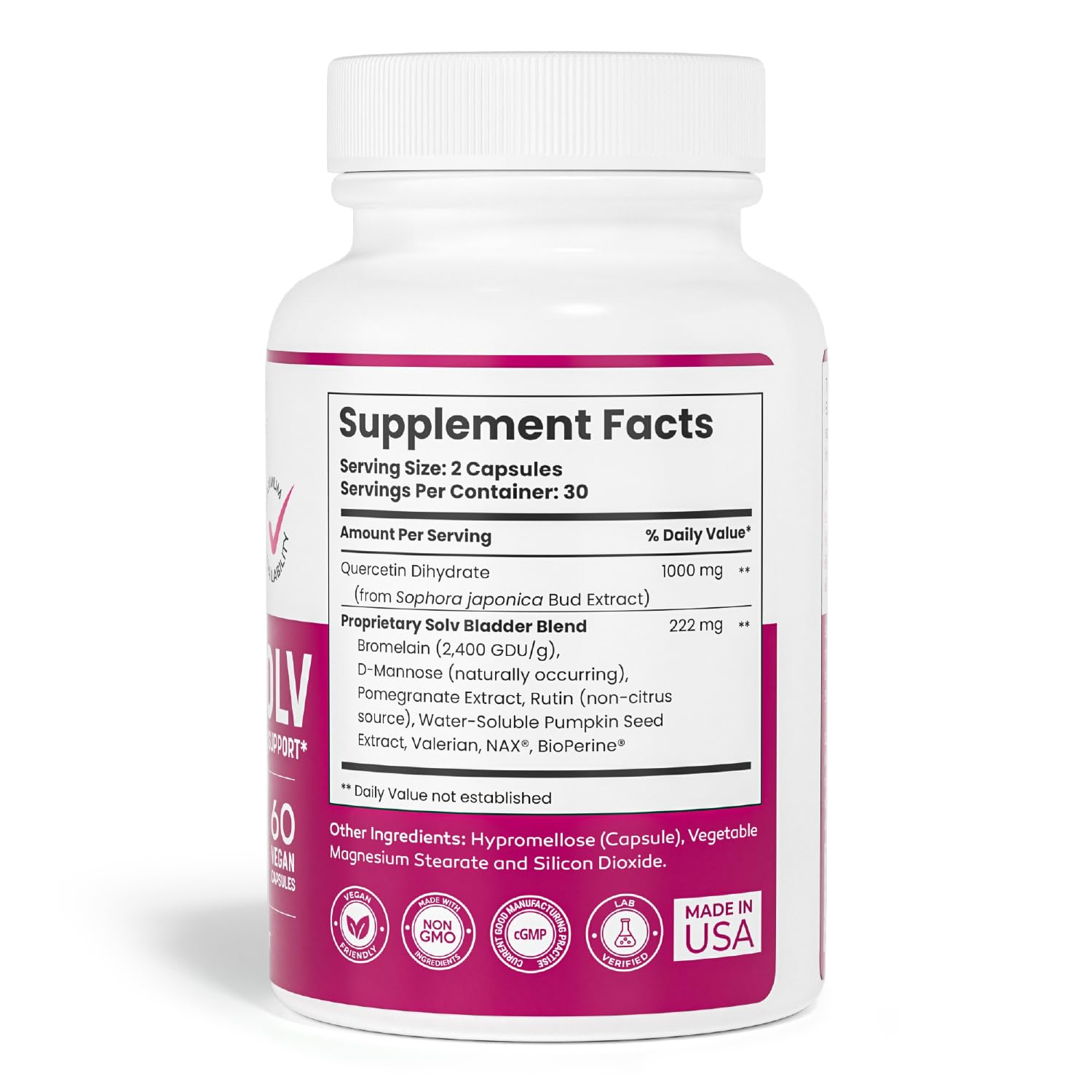Cystasolv pelvic discomfort formula premium dietary supplement nutrition facts label