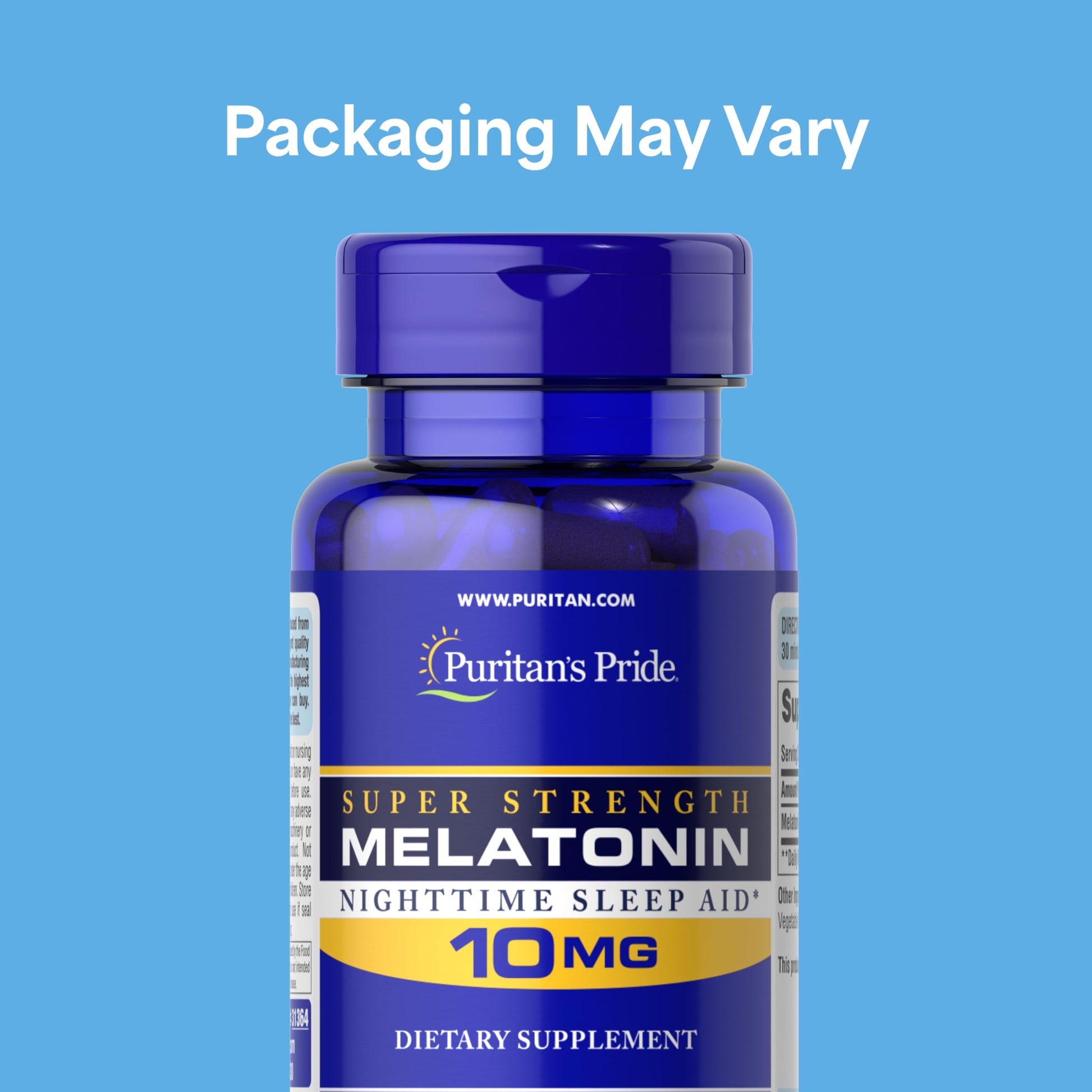 Puritan's Pride Melatonin 10mg rapid release capsules sleep aid supplement facts label