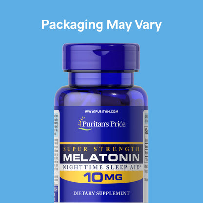 Puritan's Pride Melatonin 10mg rapid release capsules sleep aid supplement facts label