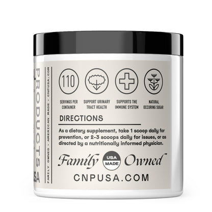 Complete Natural Products Organic D-Mannose Powder supplement facts panel showing pure guar bean source