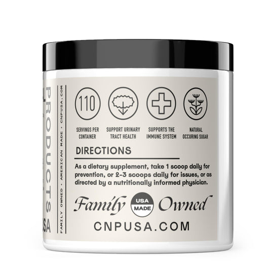 Complete Natural Products Organic D-Mannose Powder supplement facts panel showing pure guar bean source