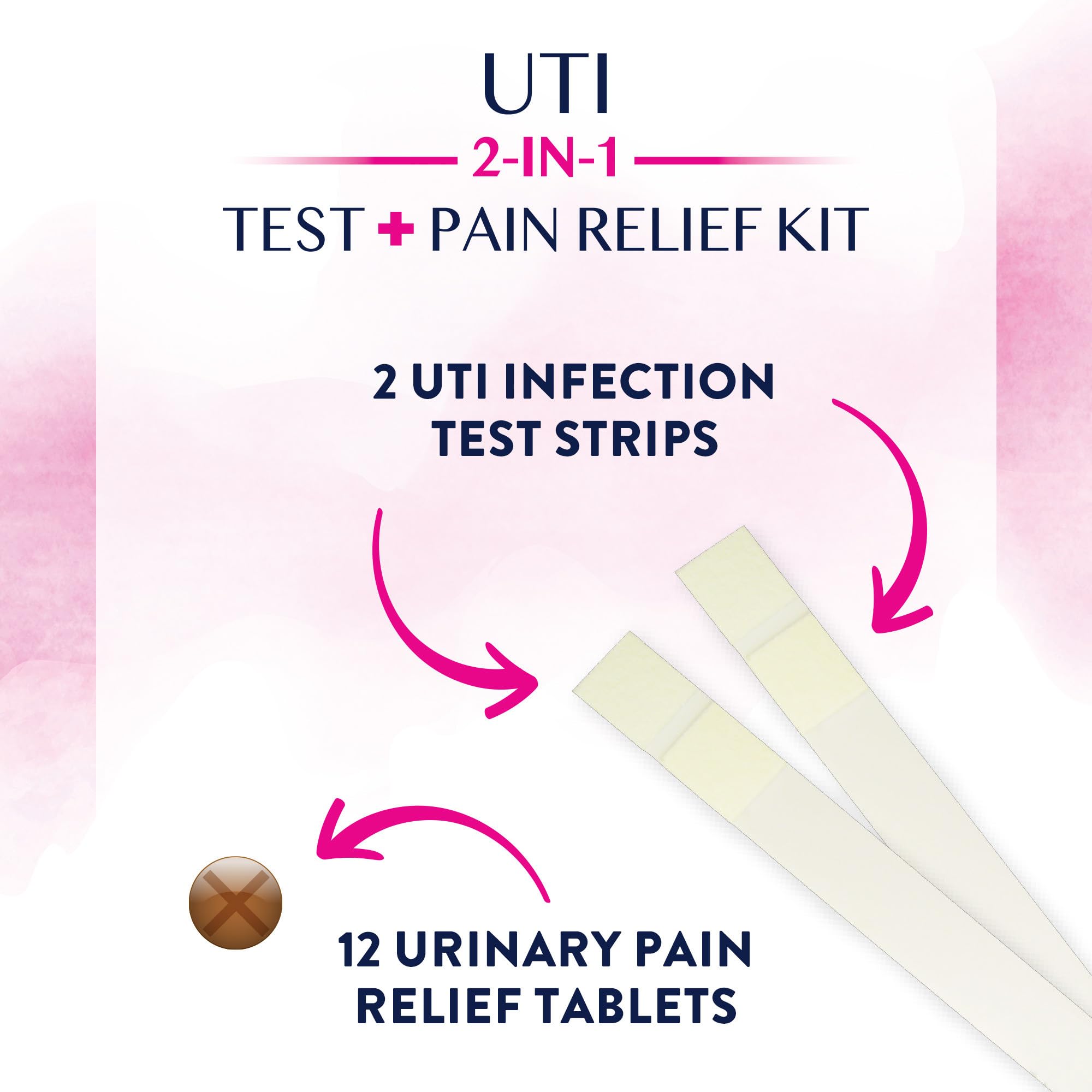 Monistat Maintain urinary tract infection kit unboxed showing foil sealed test strips and tablet blister pack