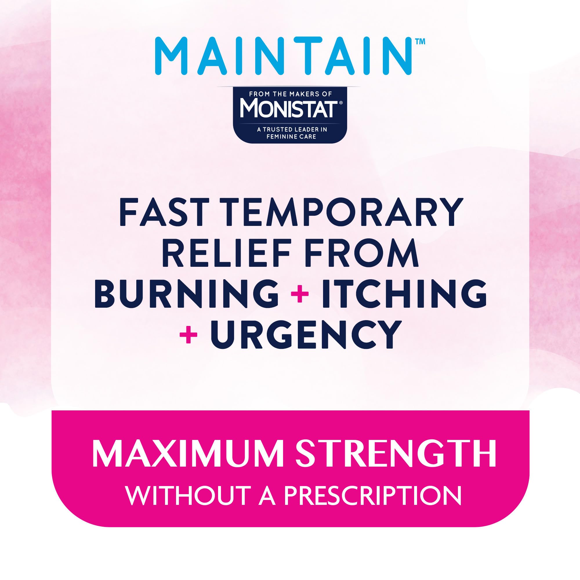 Close up of the back packaging of Monistat Maintain UTI kit highlighting drug facts and active ingredients