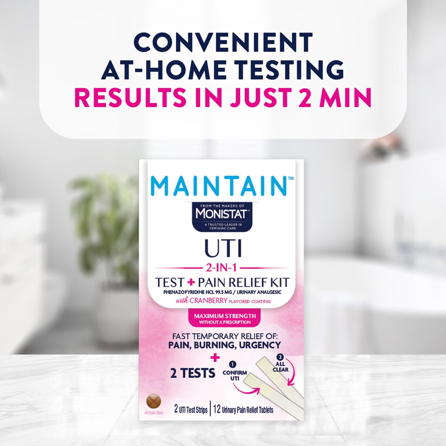 Monistat Maintain at home feminine care diagnostic kit displaying color comparison chart for results
