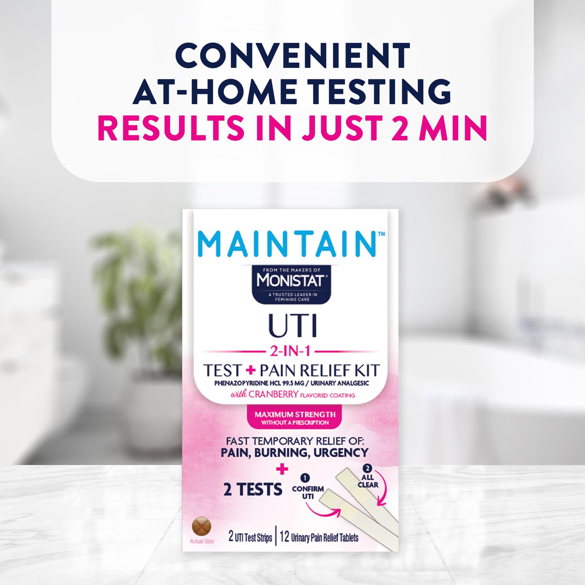 Monistat Maintain at home feminine care diagnostic kit displaying color comparison chart for results