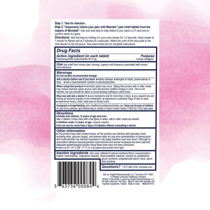 Full contents of the Monistat Maintain double action urinary health kit arranged against a clean background