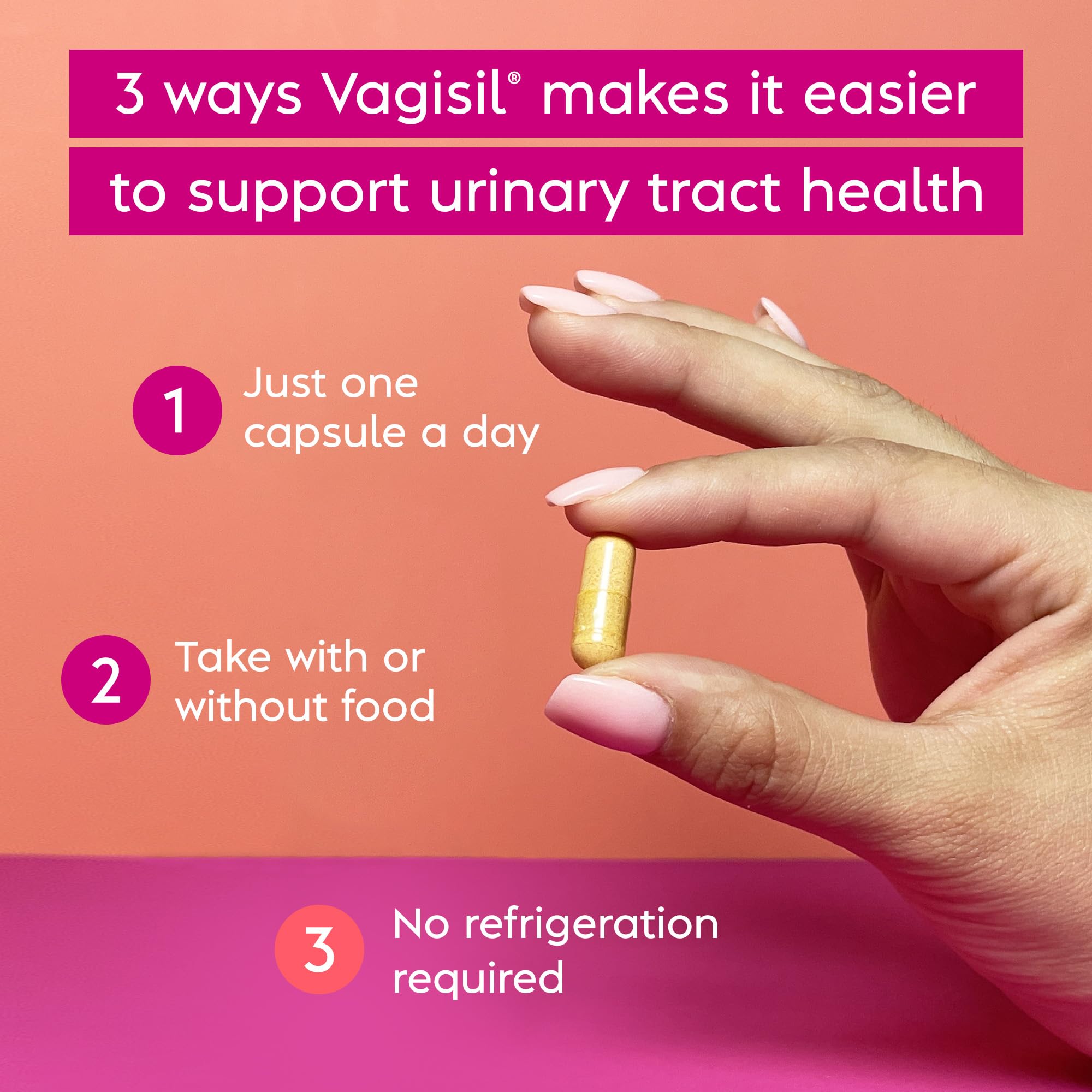 Vagisil non GMO gluten free dairy free intimate health supplement lifestyle packaging