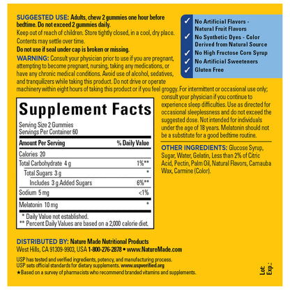 Nature Made melatonin gluten free dietary supplement bottle cap seal