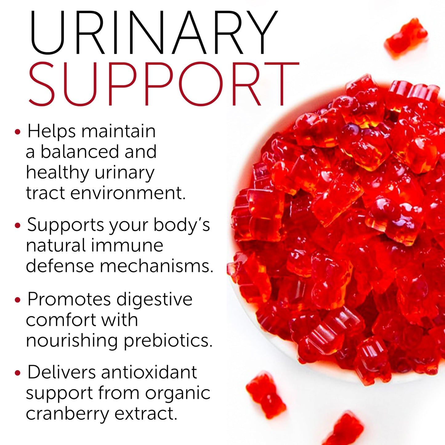 Terramed Just Think Comfort Cranberry Gummies packaging displaying daily defense and wellness formula