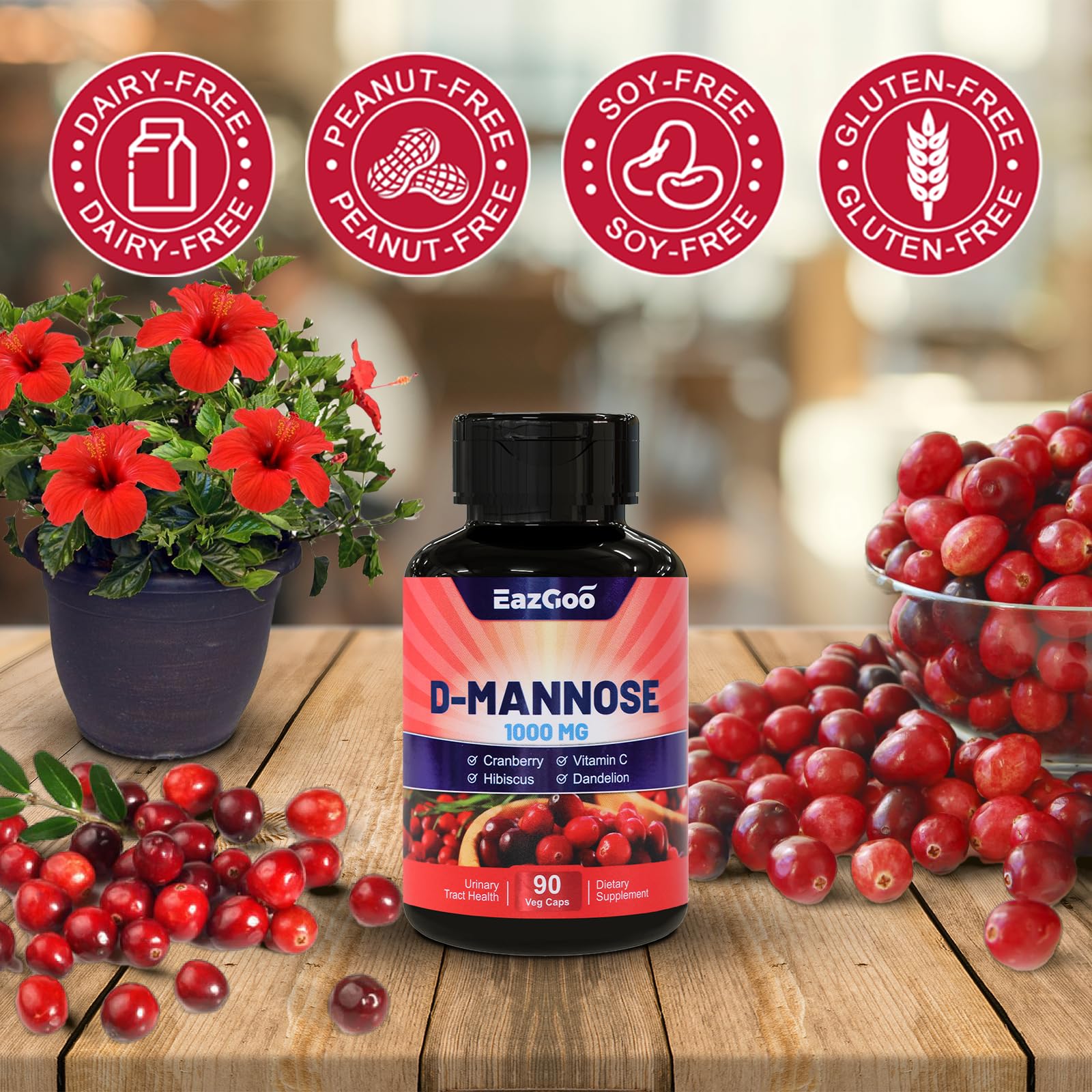 USA-imported Nature's Nutrition D-Mannose supplement bottle showing GMP certification