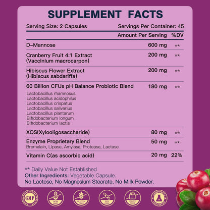DRFOSTER Vaginal Probiotics for women showing supplement facts and ingredients panel