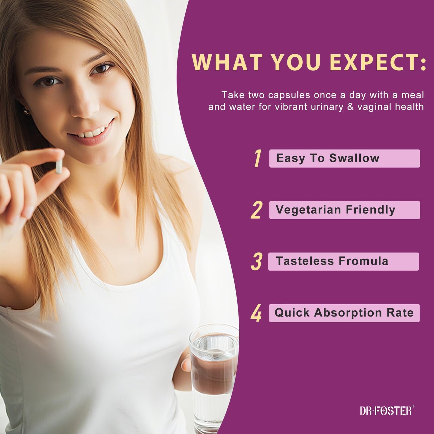 DRFOSTER 90 count veggie capsules bottle showing delayed release feature