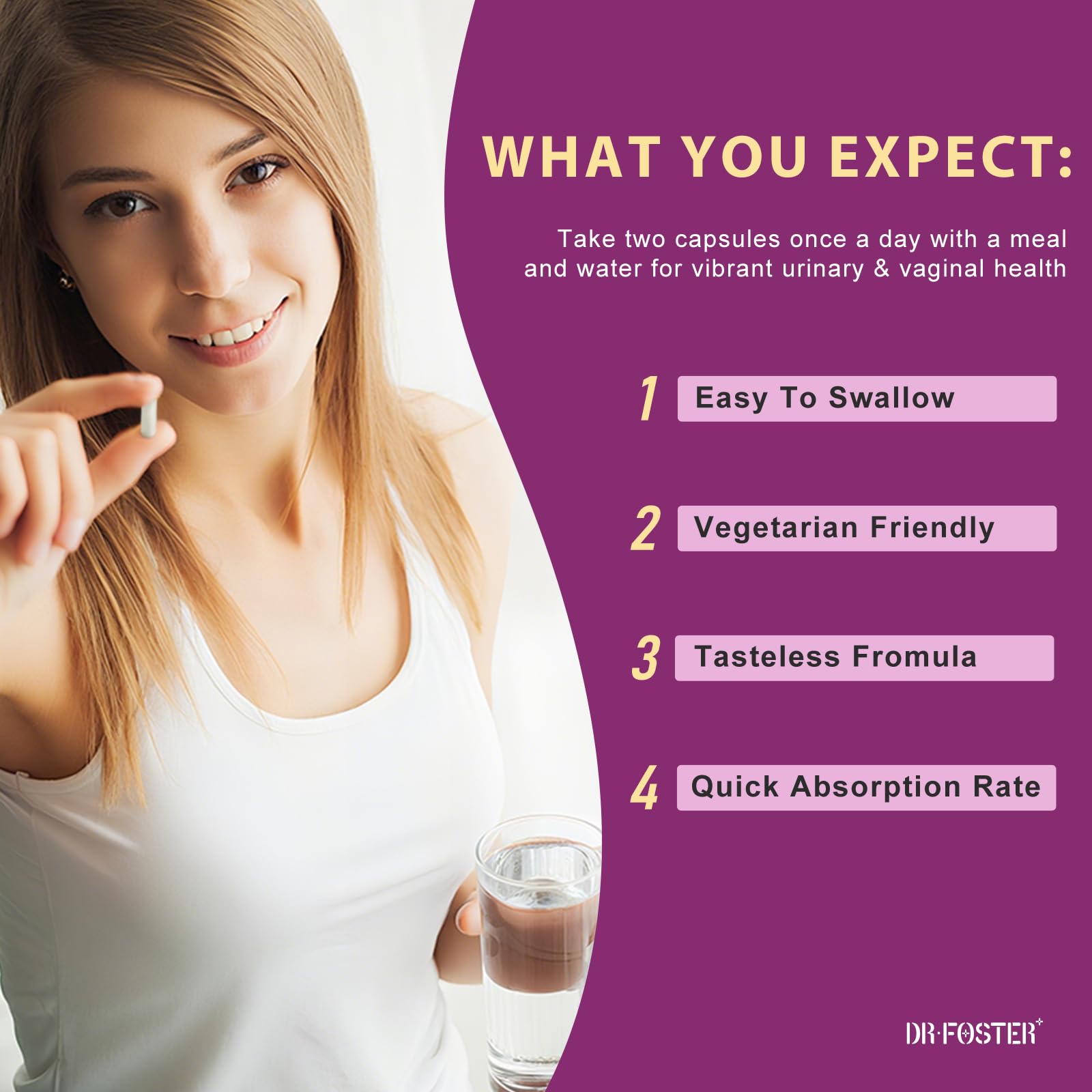 DRFOSTER 90 count veggie capsules bottle showing delayed release feature