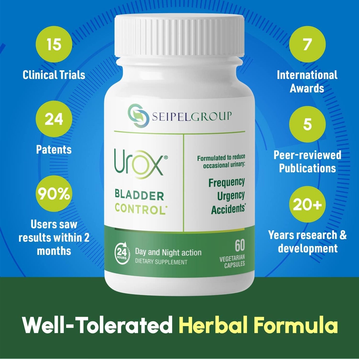 Top perspective of USA imported vegetarian pills container for leakage prevention and pelvic floor support