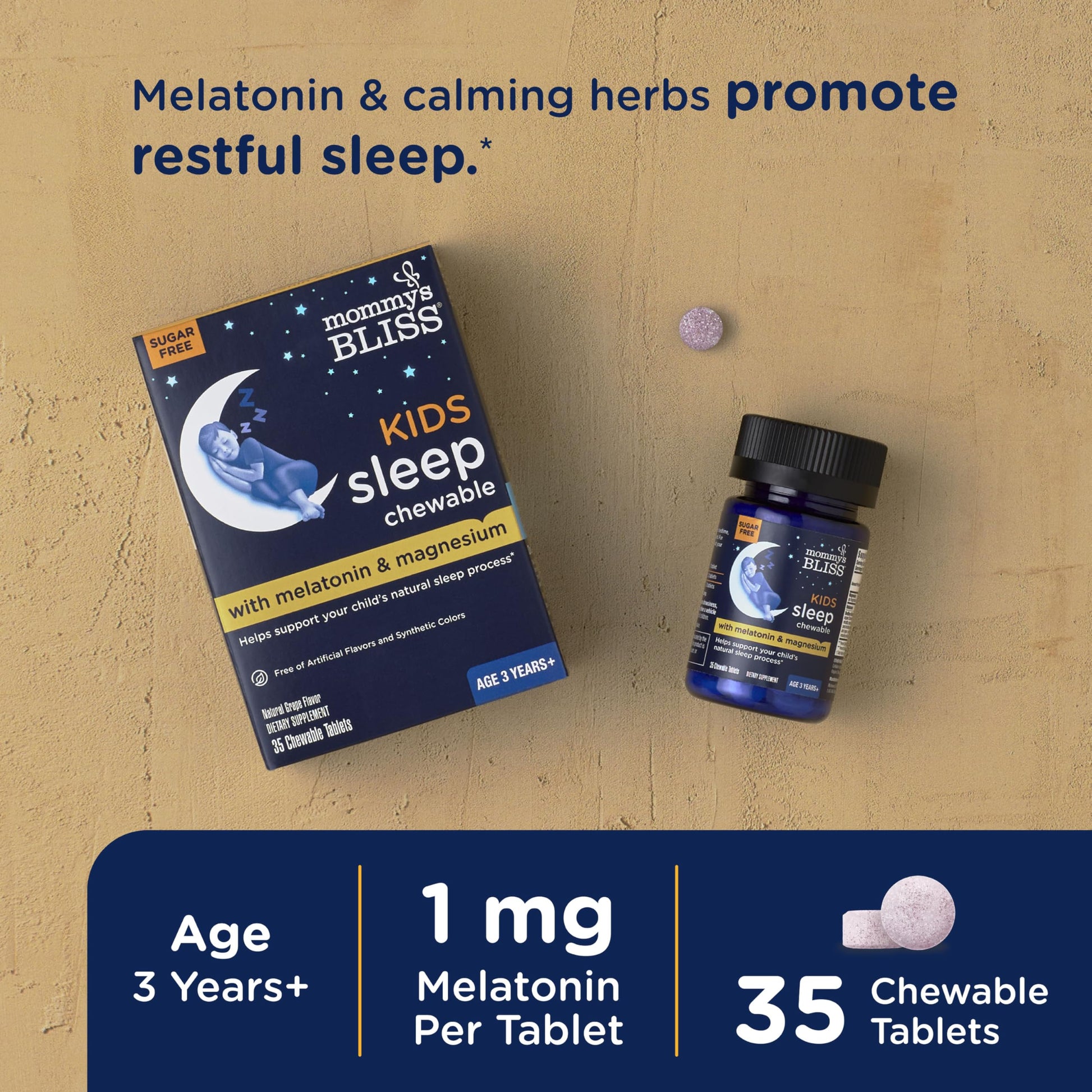 Mommy's Bliss children's sleep supplement with melatonin and magnesium grape flavor