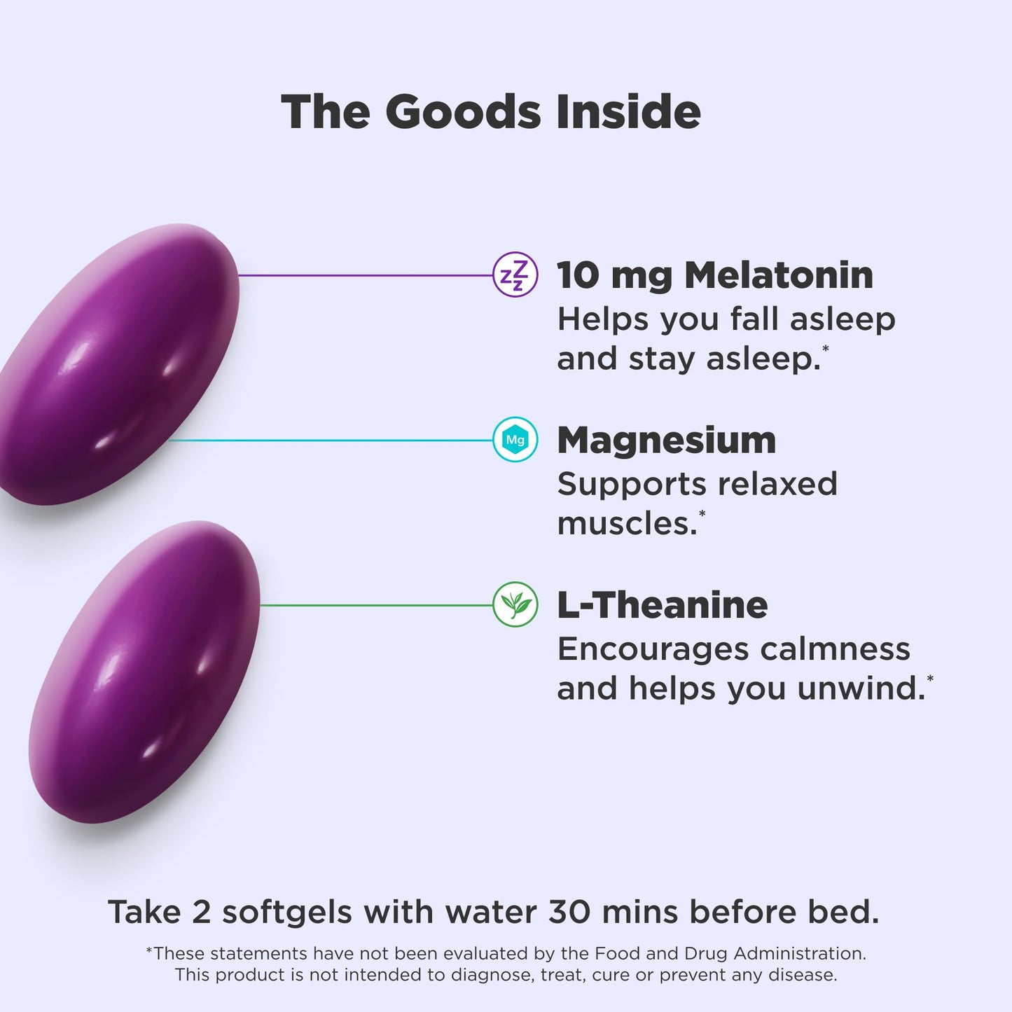 OLLY Ultra Strength Sleep Softgels supplement facts and ingredients label