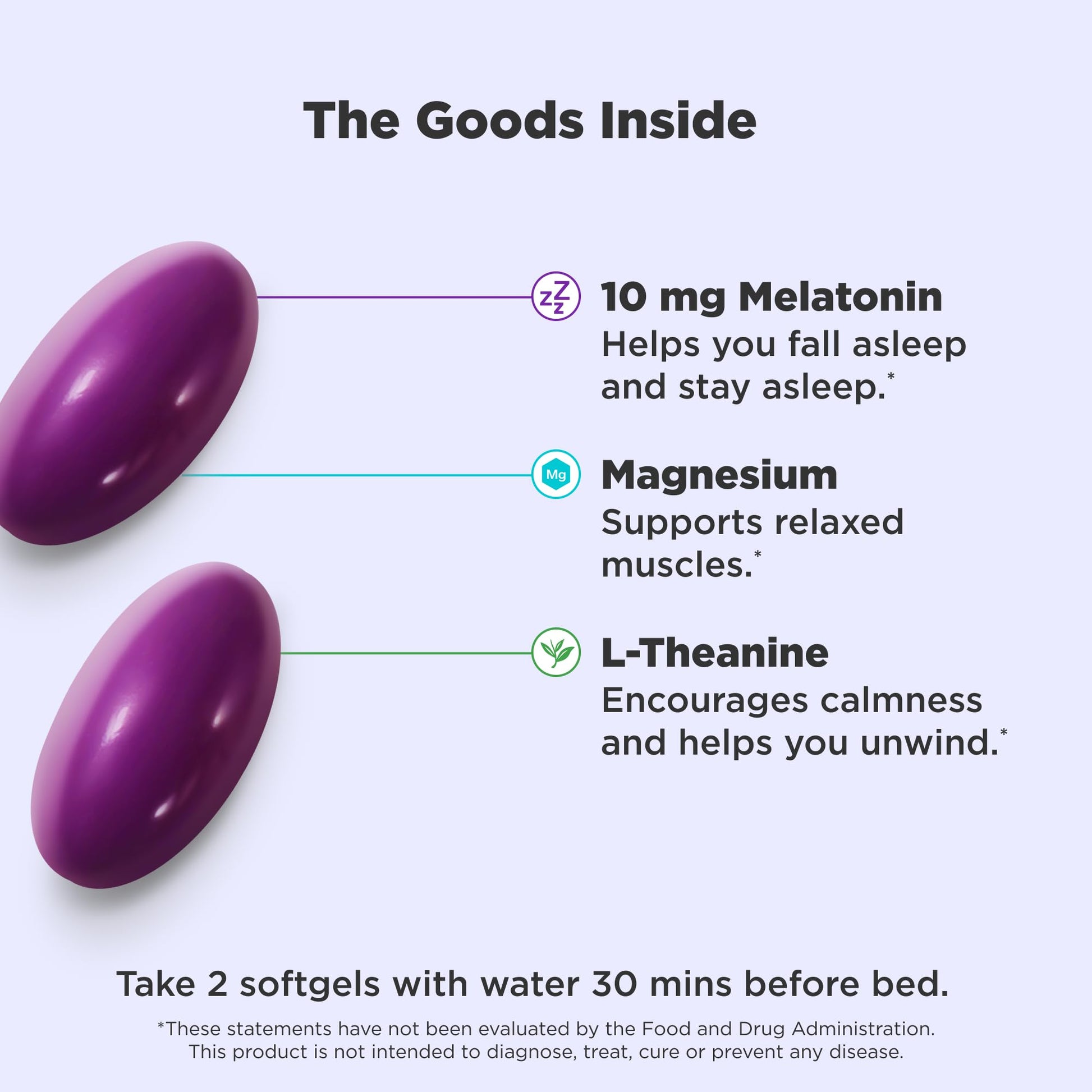 OLLY Ultra Strength Sleep Softgels supplement facts and ingredients label