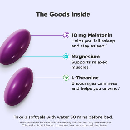 OLLY Ultra Strength Sleep Softgels supplement facts and ingredients label